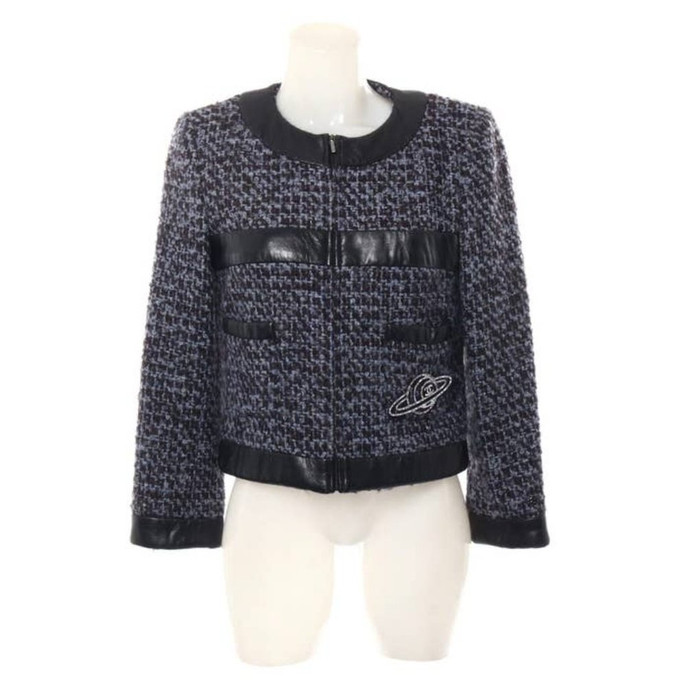 Chanel tweed and leather jacket